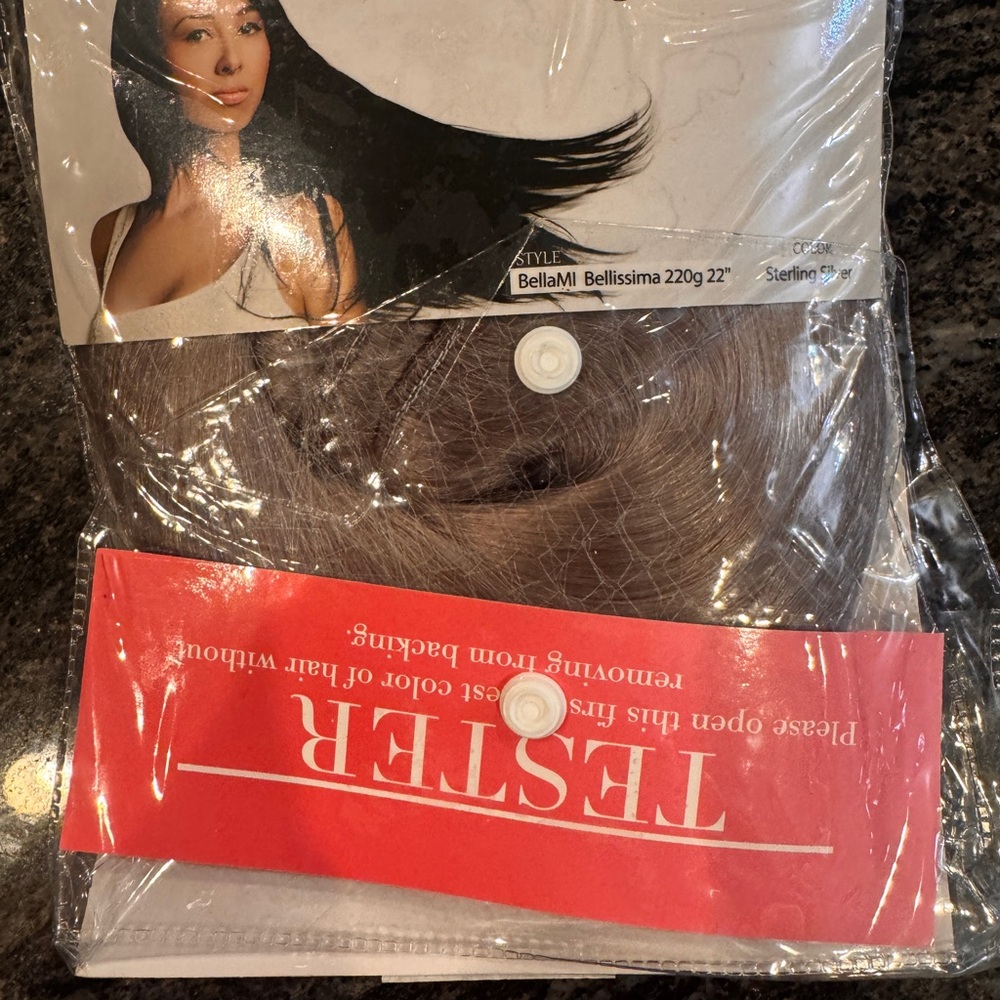 Silver hair extensions by Bellami, brand new never used.